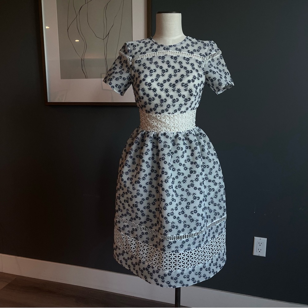Topshop White Dress with Black Floral Print